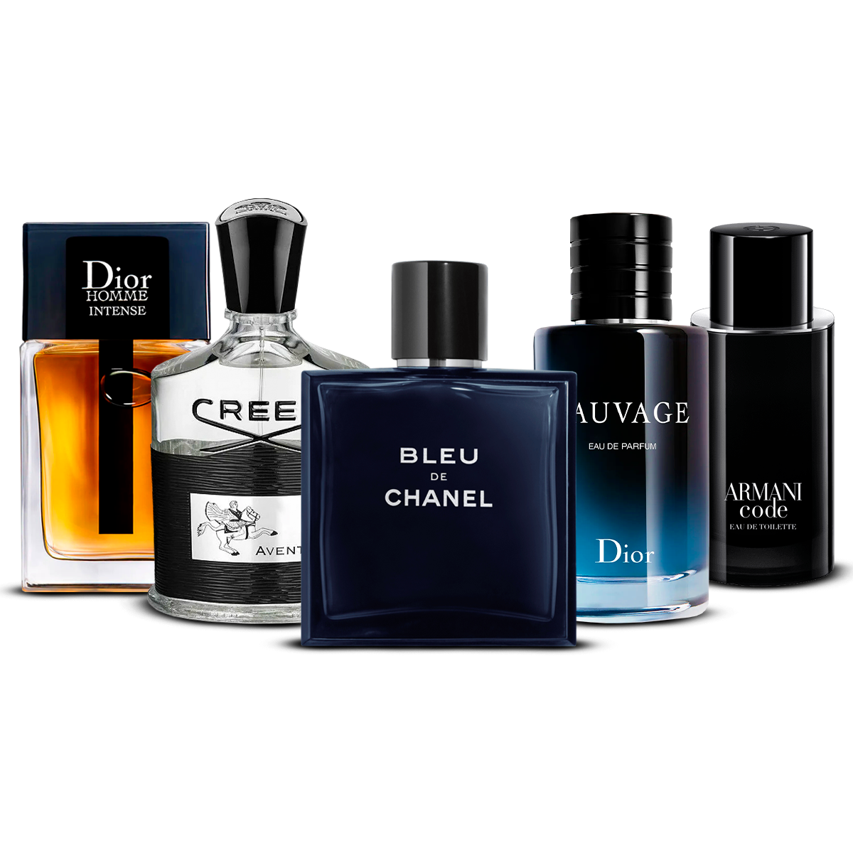 Set di 5 profumi – Dior Homme Intense, Creed Aventus, Bleu de Chanel, Sauvage i Armani Code