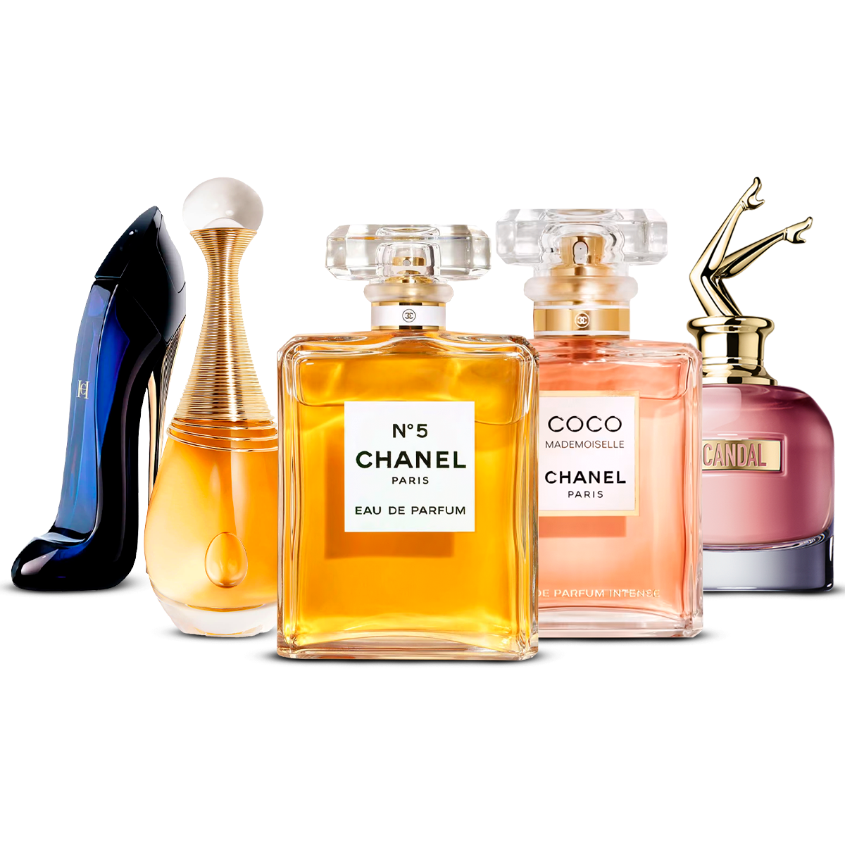 Set di 5 profumi – Good Girl, J'adore, Chanel Nº5, Coco Mademoiselle e Scandal