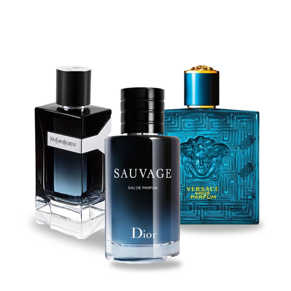 Set di 3 profumi | Dior SAUVAGE, Yves Saint Laurent Y MEN, Versace EROS 100 ml